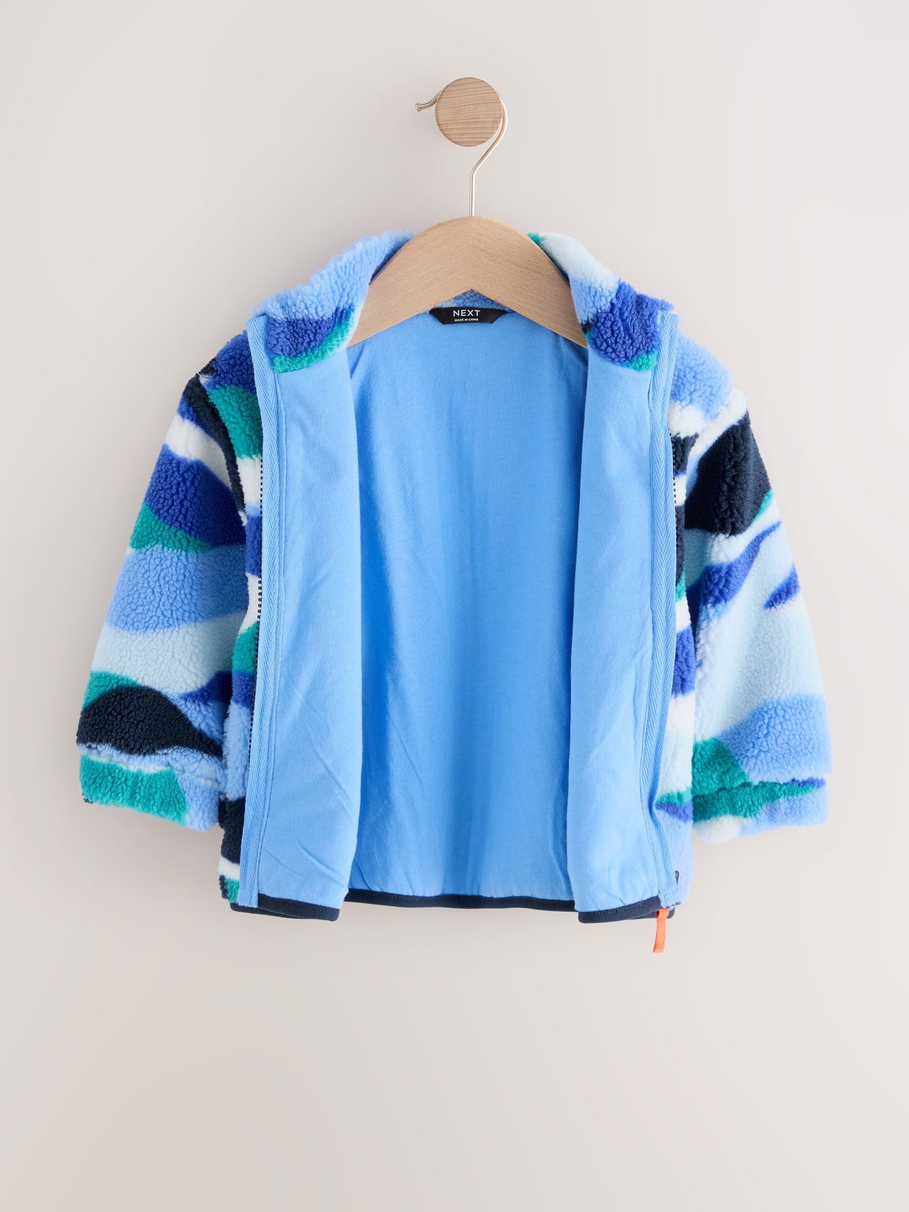 Blauw/wit - Fleece met patroon en ritssluiting (3mnd-7jr)