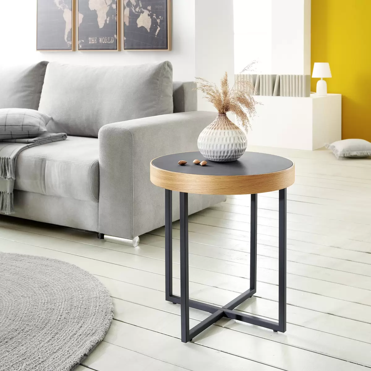 Salontisch rund Tender schwarz,Eiche