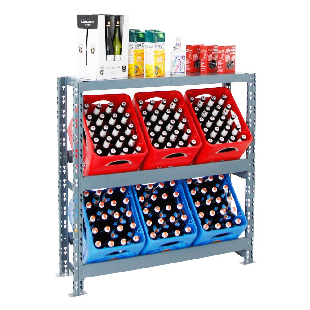 PROREGAL Drankkrattenrek Tegernsee XL HxBxD 110 x 110 x 30 cm 6 Kratten + Plank Grijs