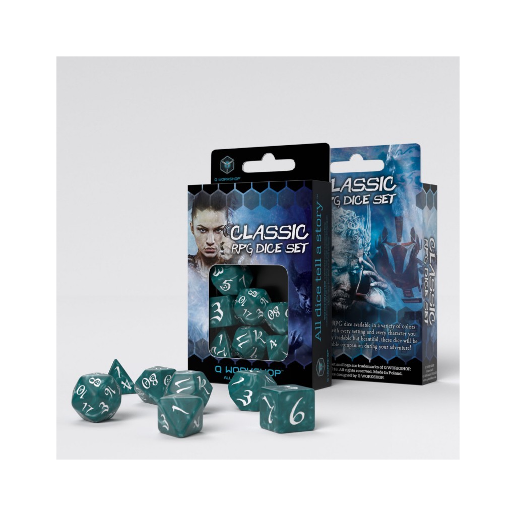 Classic RPG Dice Set - Stormy & White