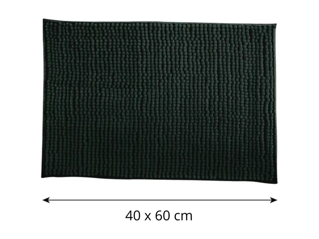 Tapis de salle de bain en polyester en vert foncé 40 x 60 cm