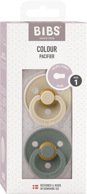BIBS Colour Smokk 2-Pack Lateks Str 1 Rund, Vanilla/Pine