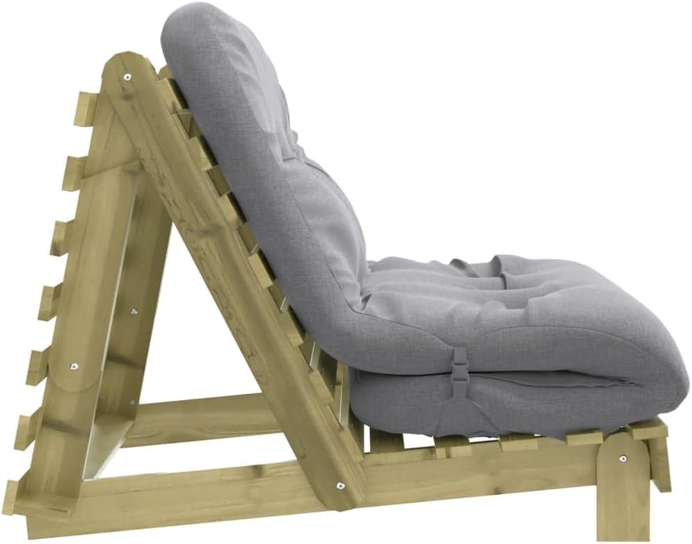 Kangmusi Futon Schlafsofa mit Matratze 100x206x11 Kieferholz Imprägniert,846770