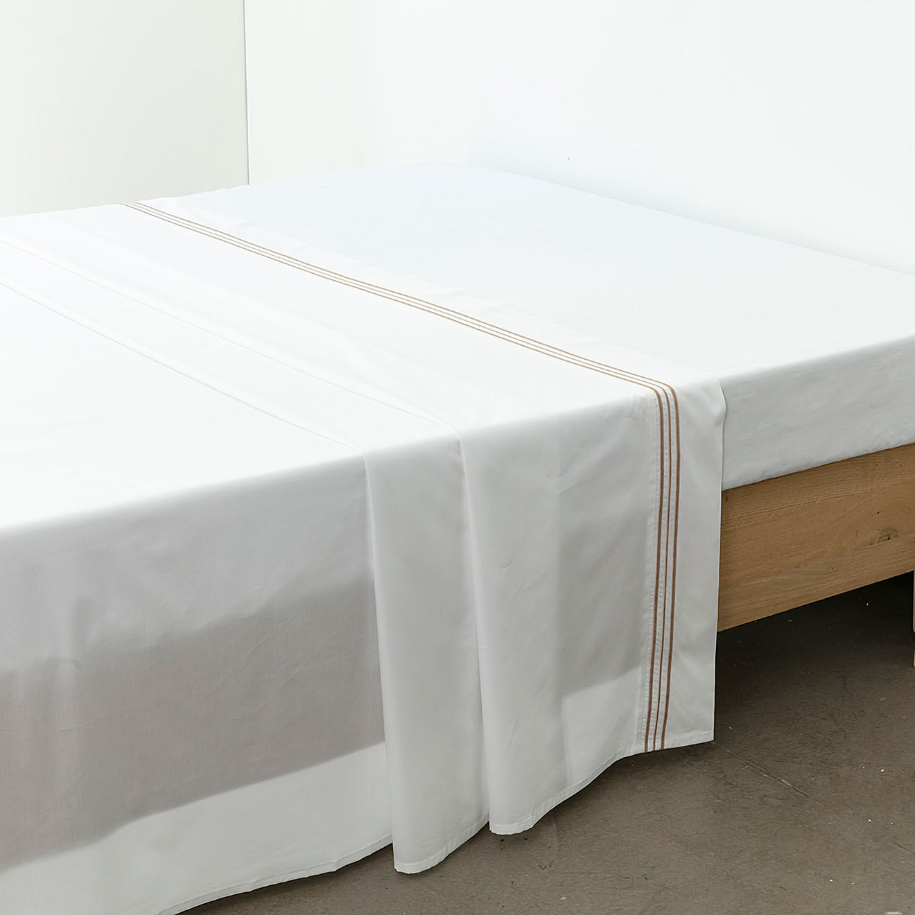 Perle de Coton Drap plat 100% Percale de Coton Leela doré/rose