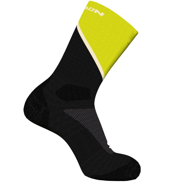 Chaussette running SALOMON PULSE CREW BLACK/SULPHUR SPRING/TRANSPARENT YELLOW