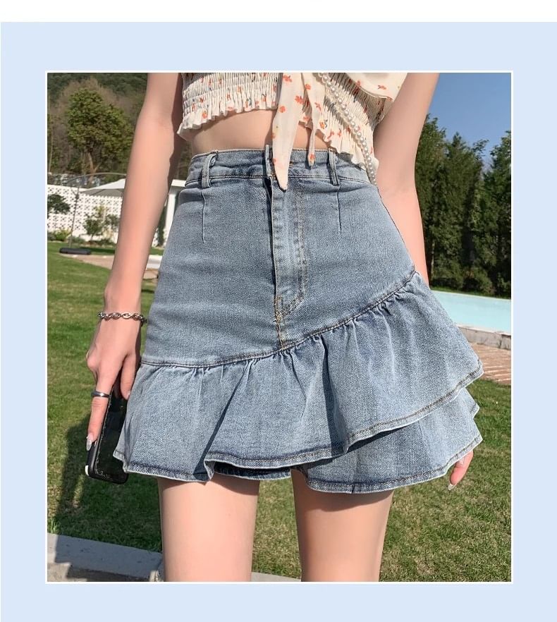Notica - Low Rise Denim Mini Mermaid Skort