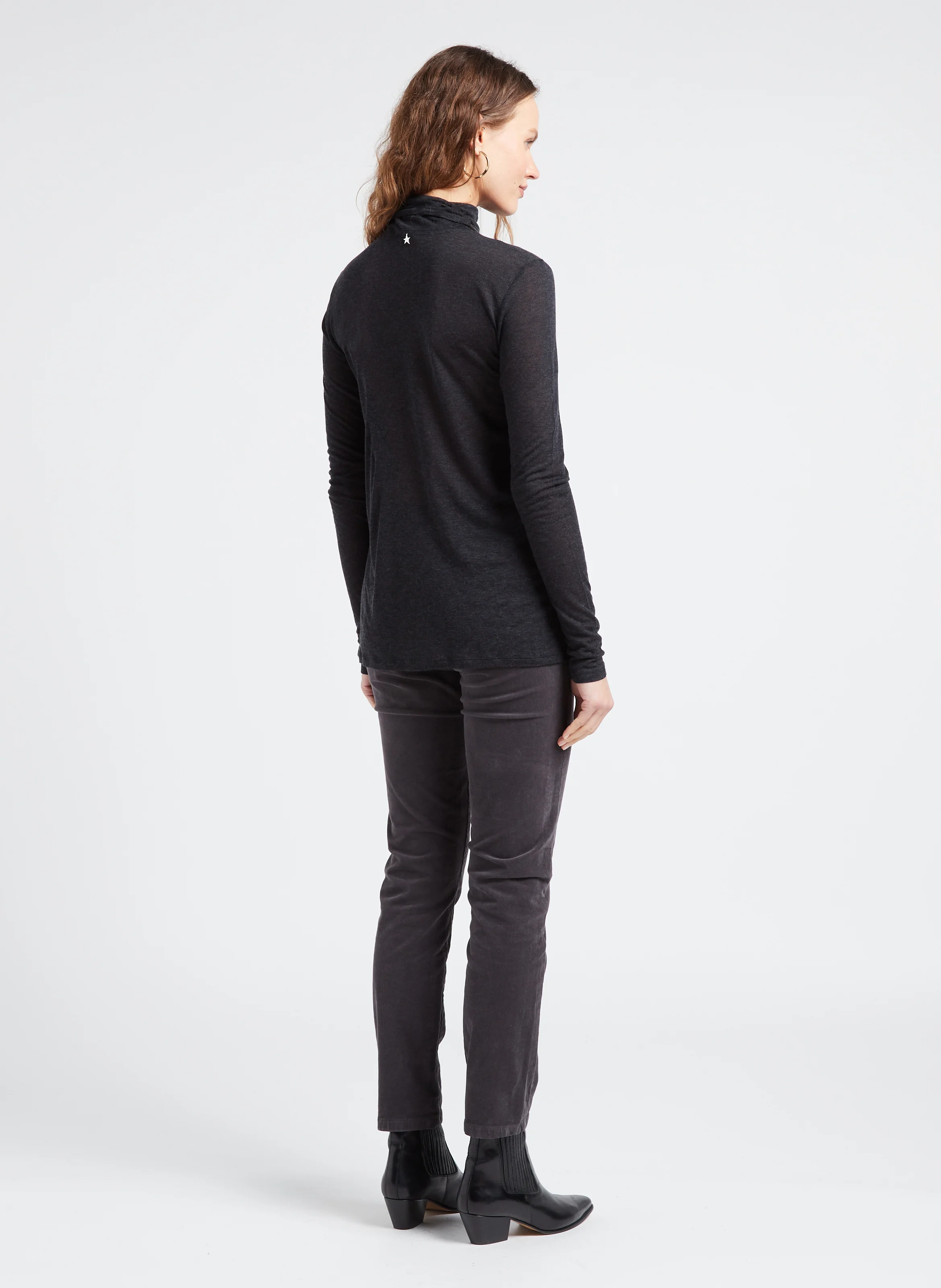 TAKILA - Tee-shirt col roulé en coton et en laine mélangés | Noir