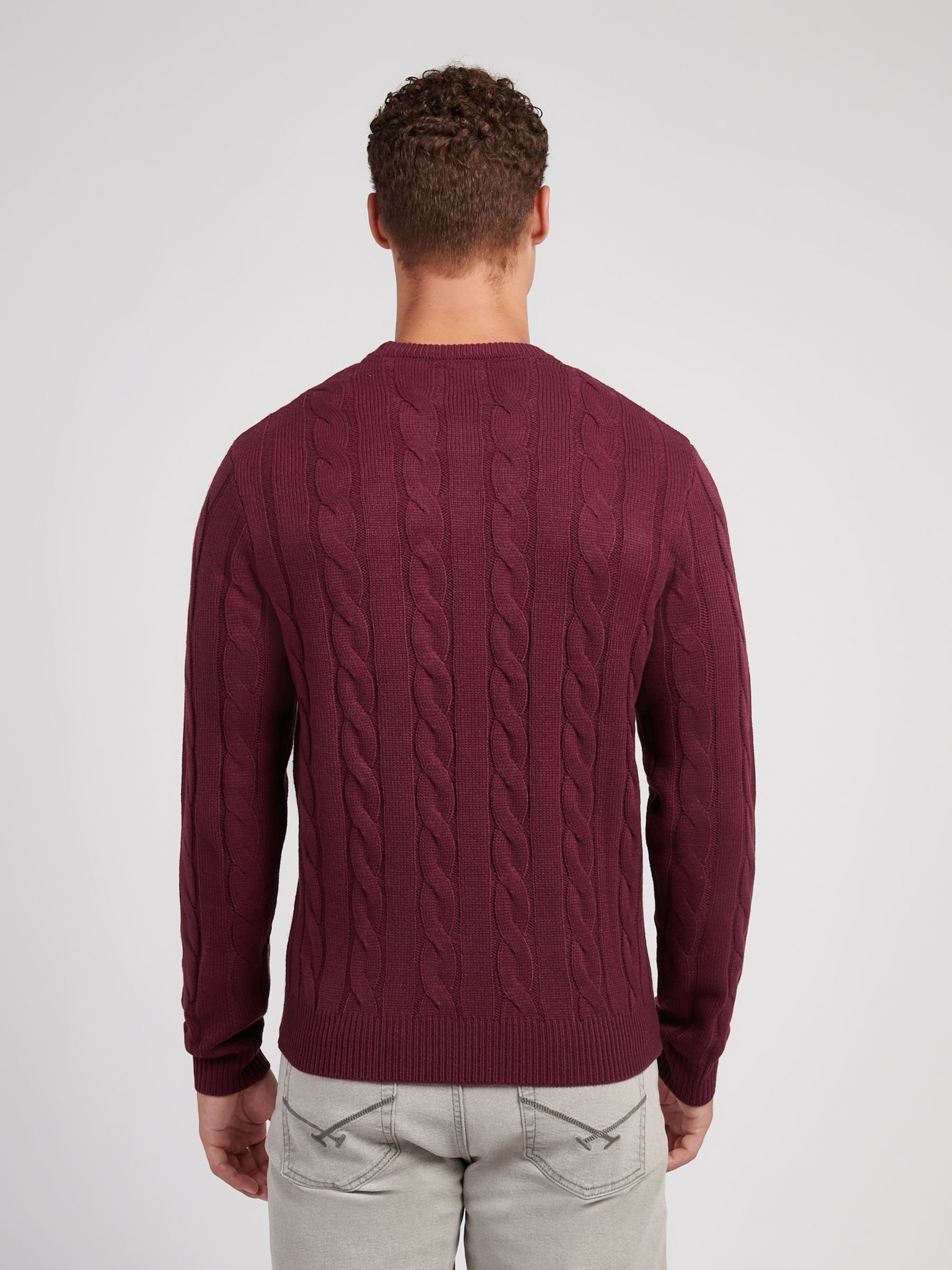 Paars - U.S. Polo Assn. Mens Cable Knit Crew Jumper