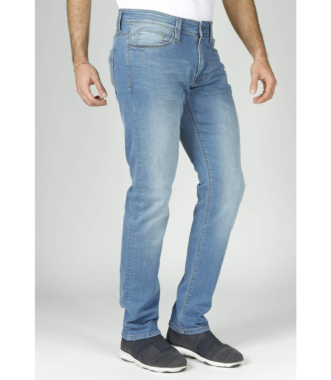Jeans Fibreflex® coupe droite ajustée super stone washed denim