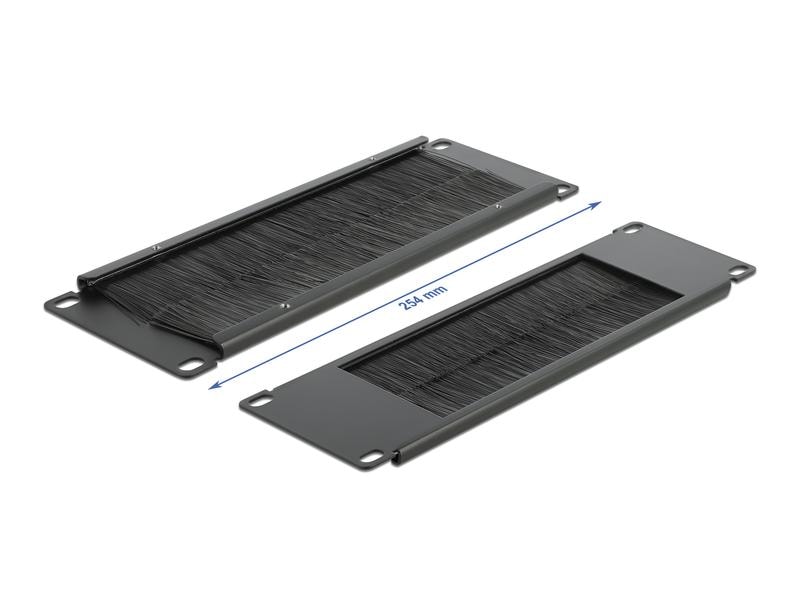 Delock Bürstenleiste 2HE , Schwarz Delock 10″ Kabelmanagement Bürstenleiste 2 HE schwarz