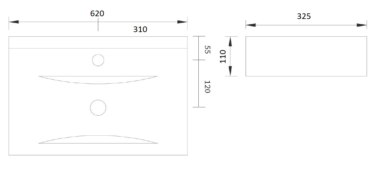 Best Design wastafel Begee 62x32.5x11