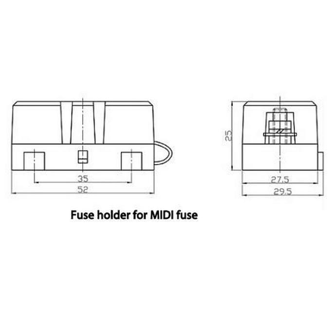 MIDI-SicherungshalterEinzel-Sicherungshalter mit Fenster für Midi-Sicherungen