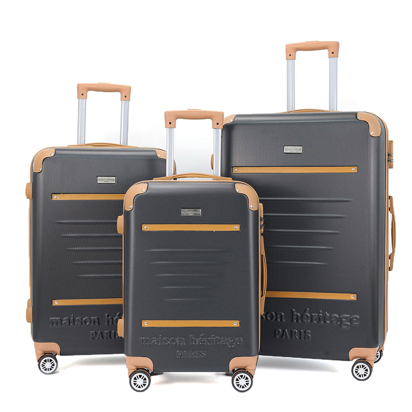 Maison Héritage 3 Valises 4 roues doubles Trocadéro 55/65/75 cm noires