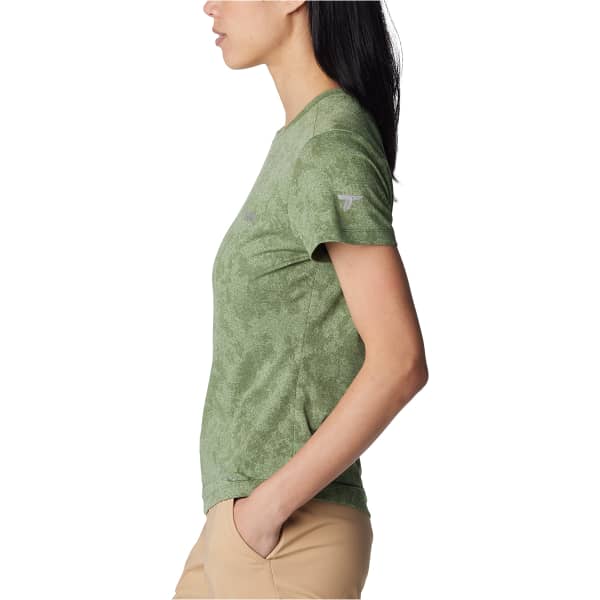 T-shirt randonnée COLUMBIA W BLUEBIRD CANYON SHORT SLEEVE CREW SAGE LEAF POPFLORID JAQUARD