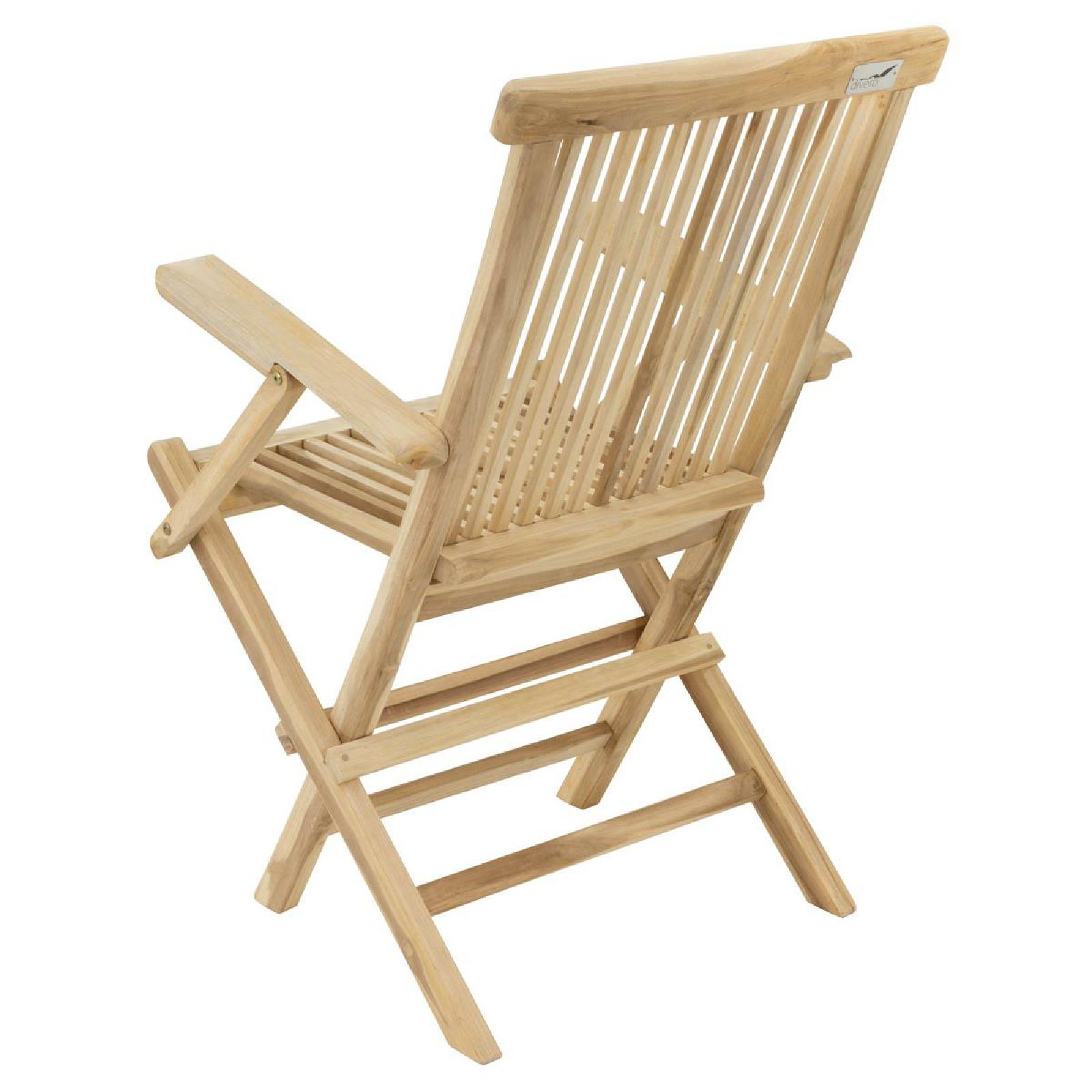 VCM Klappstuhl Gartenstuhl Balkonstuhl Terassen Armlehne Teak Holz natur