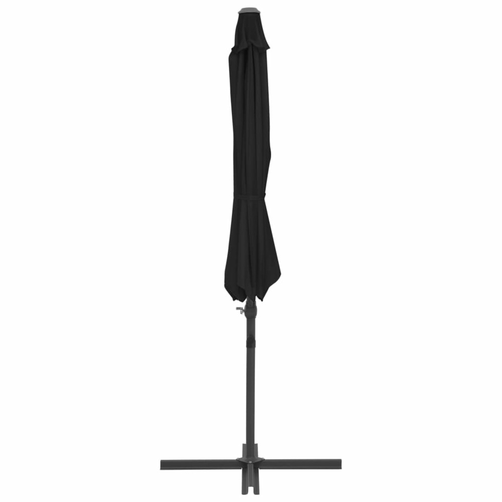 Parasol mobilier de jardin déporté avec mât en acier 300 cm noir