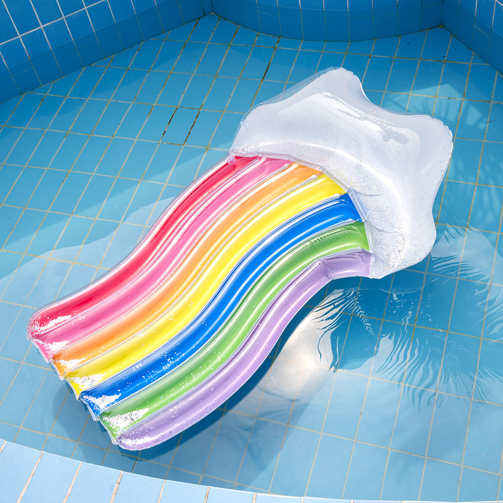 (160cm) Grosse Aufblasbare Wasser Luftmatratze Liegesofa Badeinsel - Regenbogen