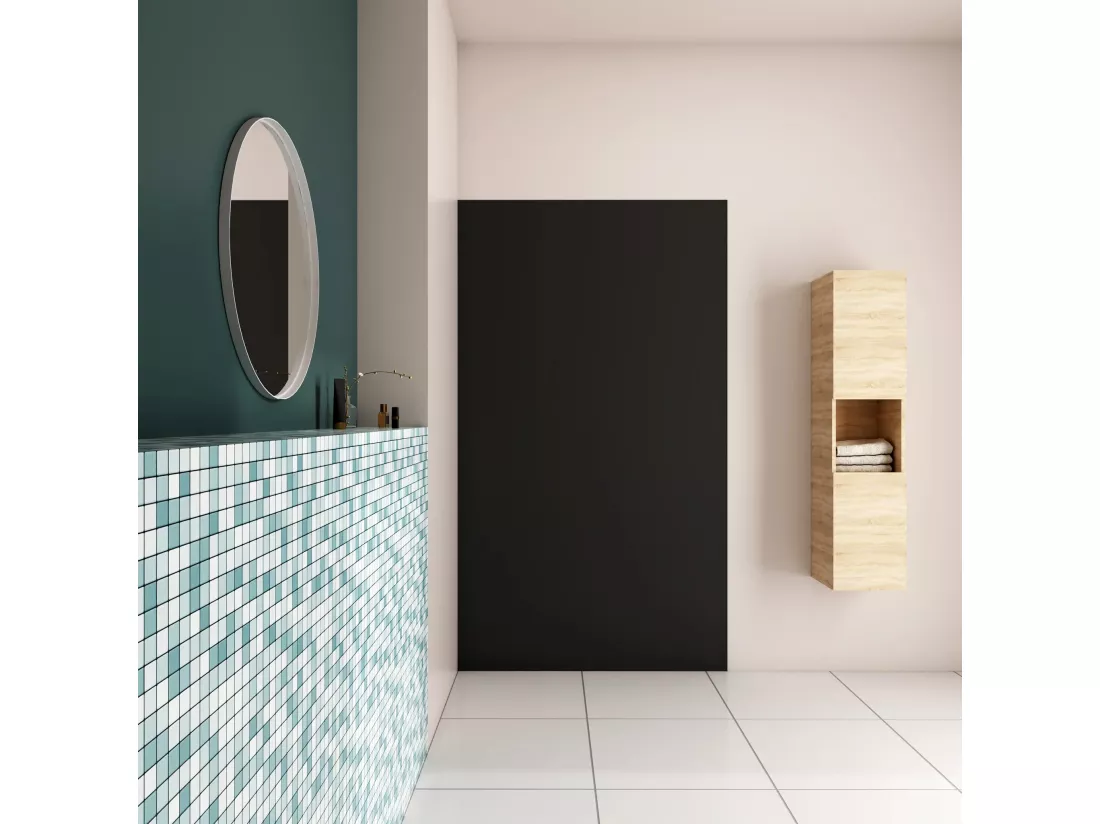 AICA Panneau mural de douche Noir 120x210cm,Panneaux muraux salle de bain habillage mural aluminium