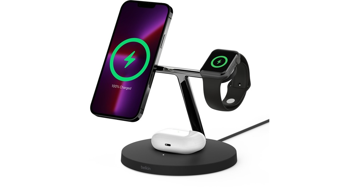 BelkinBOOST CHARGE PRO 3-in-1 draadloze lader met MagSafe  (Zwart)