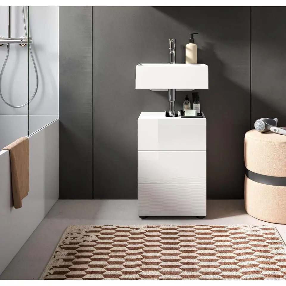 Hioshop Vira wastafel 1 deur wit hoogglans- wit