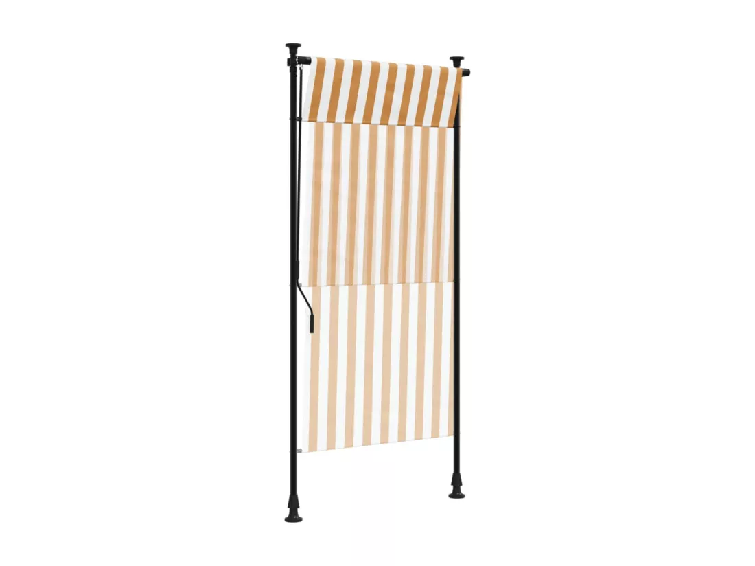 Store roulant d'extérieur orange et blanc 100x270cm tissu acier