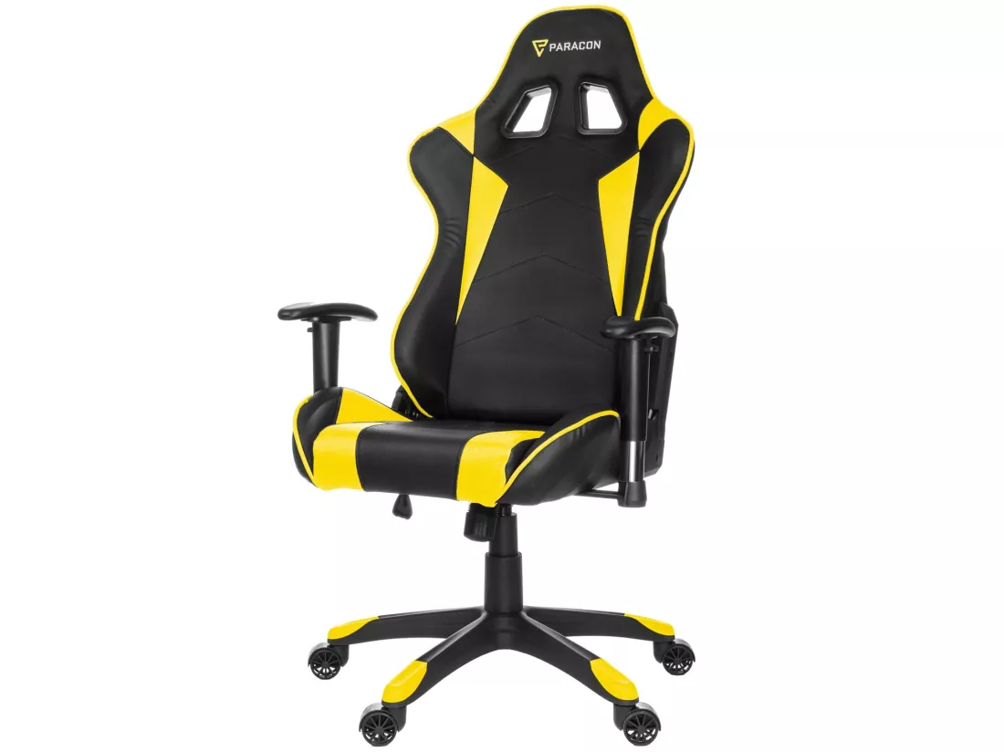 Paracon Knight Fauteuil de gamer avec oreiller cervical et soutien lombaire, jaunes.