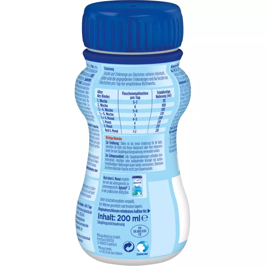 Aptamil Anfangsmilch Pronutra Advance Pre 6 x 200ml trinkfertig ab der Geburt