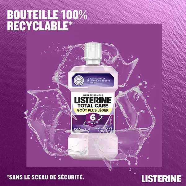 Listerine Bain de Bouche Total Care Goût Plus Léger Menthe Douce 500ml