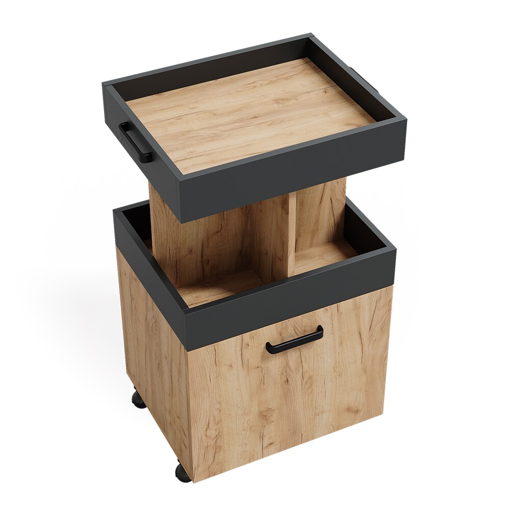 Vicco Hausbar Minibar Getränkebar Kamber Eiche Anthrazit Tür rollbar Ablage Fach