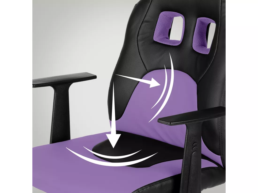 Chaise de bureau - Similicuir & Plastique - Noir / violet - Fun