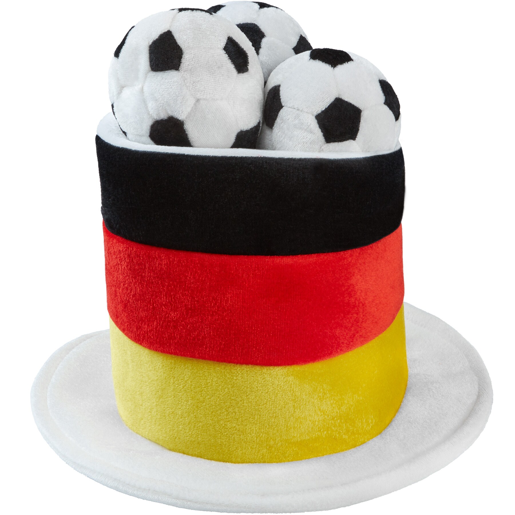 tectake® Fußball Fan Zylinder Deutschland mit Fußbällen