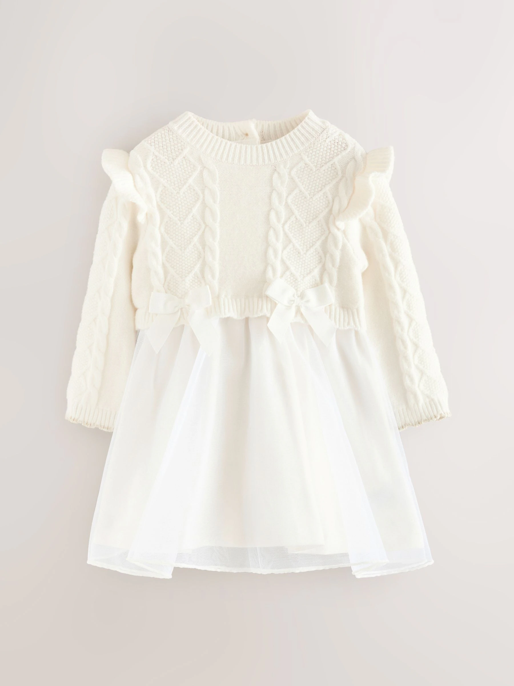 Baker by Ted Baker - Crèmekleurige mockable mesh jurk met gebreide strik