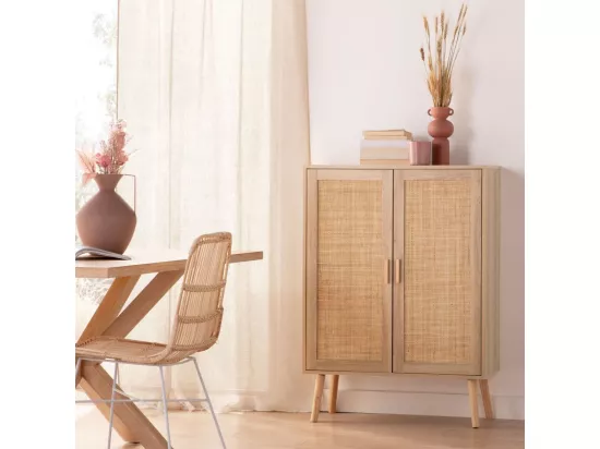 Vitrine double en rotin naturel 80x107 cm-Tahiti