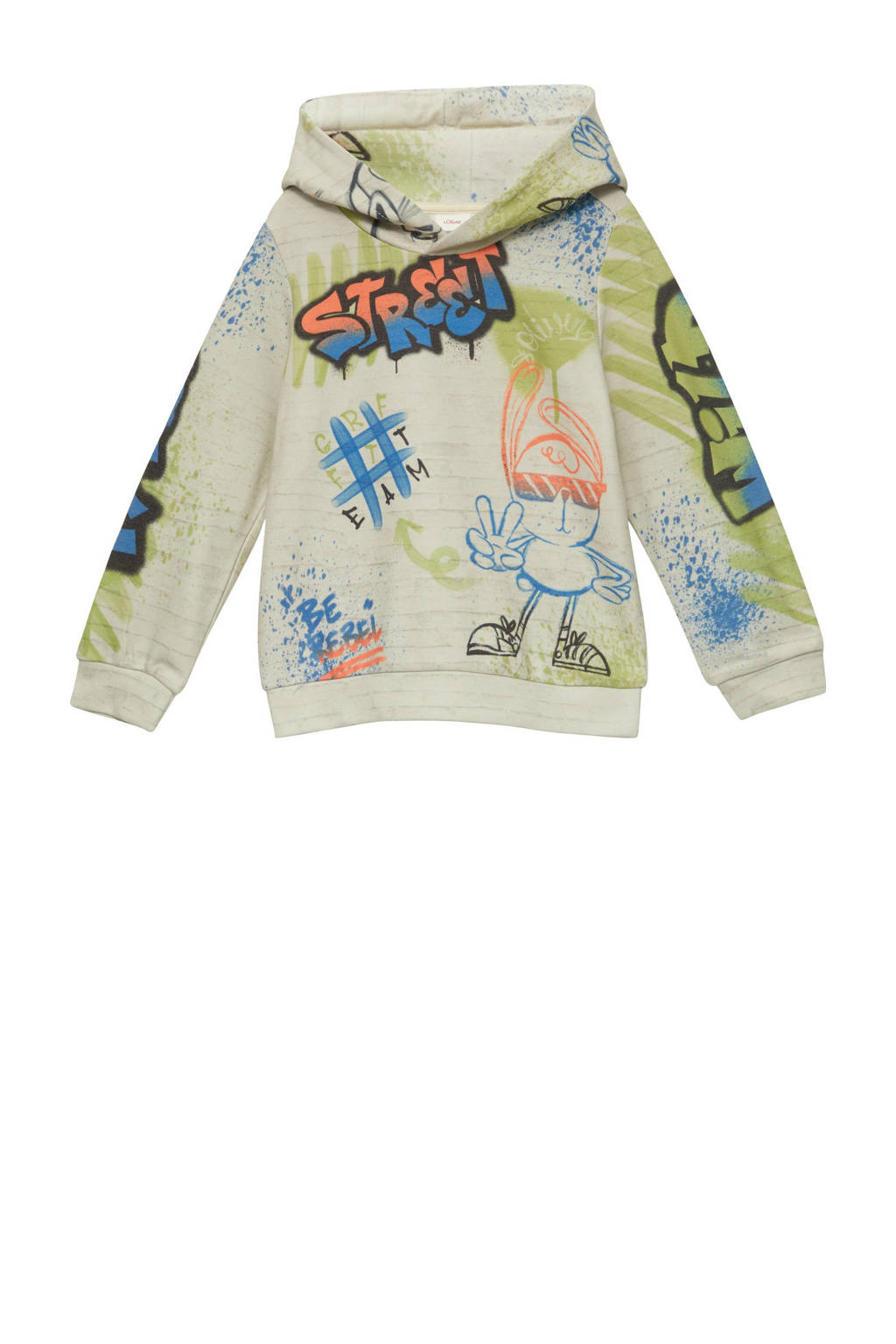 s.Oliver hoodie met all over print groen/multicolor