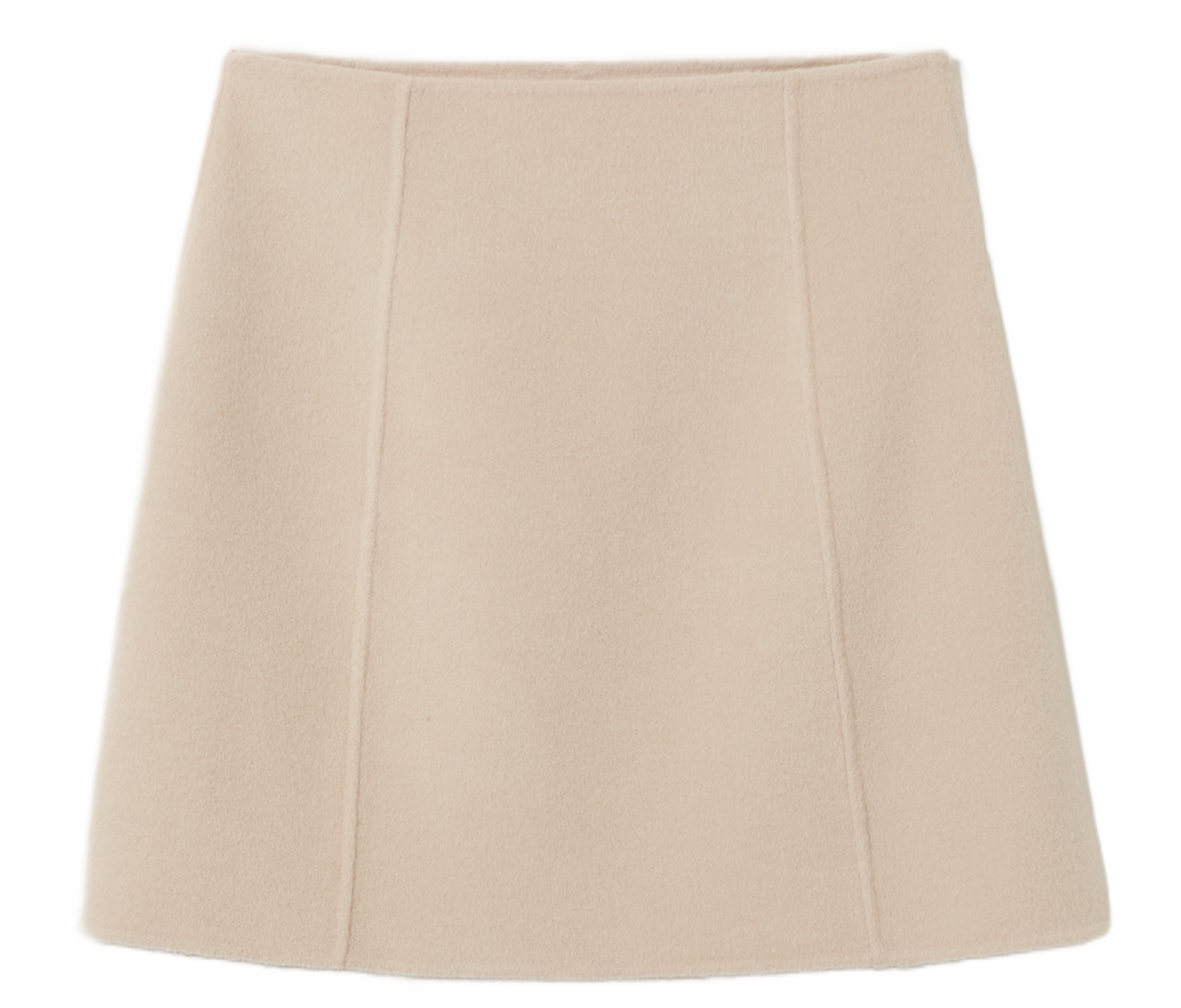 Jupe courte en laine mélangée | Beige