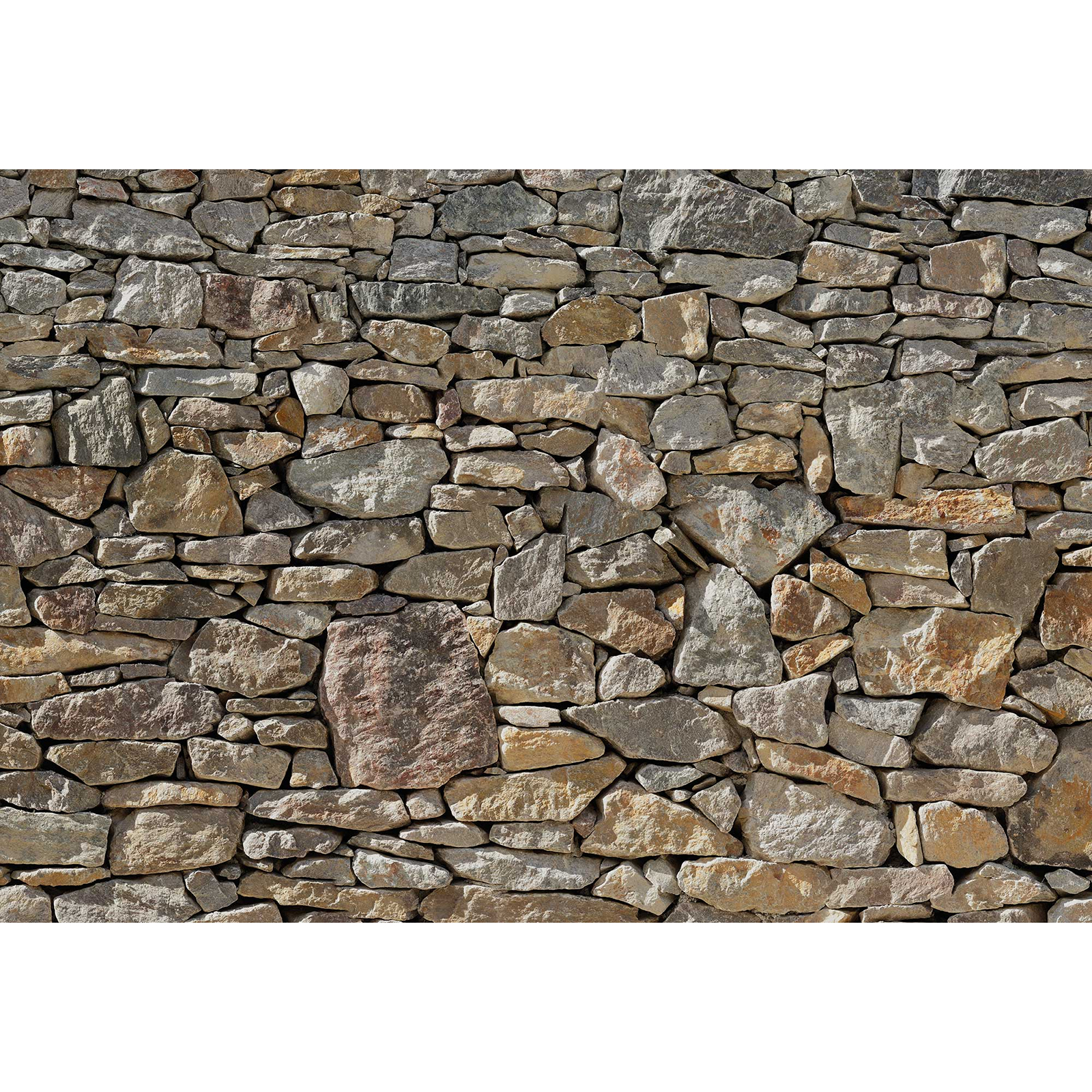 Papier-Fototapete STONE WALL - grau-braun - 368x254 cm