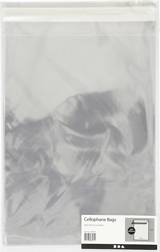 Cellofanposer - H 25,3 CM - B 18 CM - Tykkelse 25 My - 20 Stk