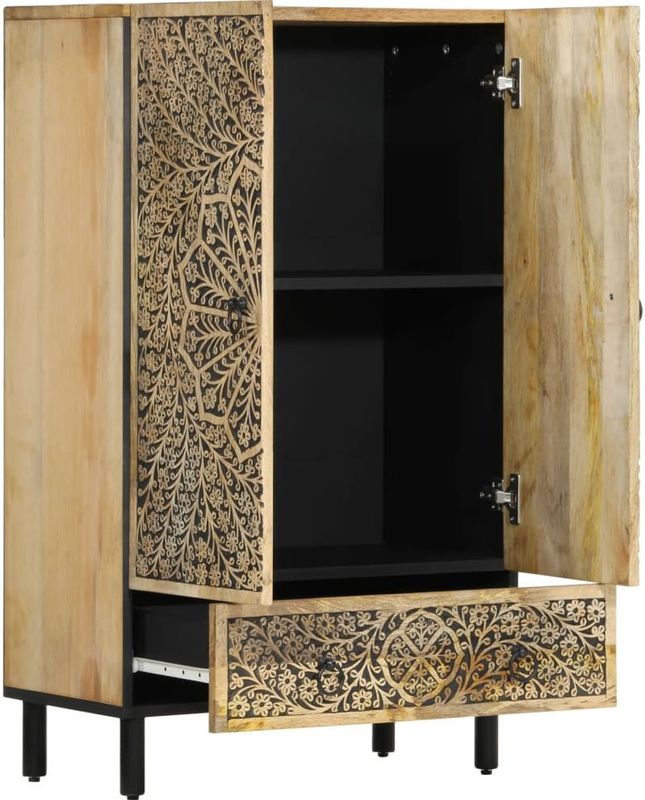 vidaXL - Hoge Kast - Massief Mangohout - 60x33x100 cm