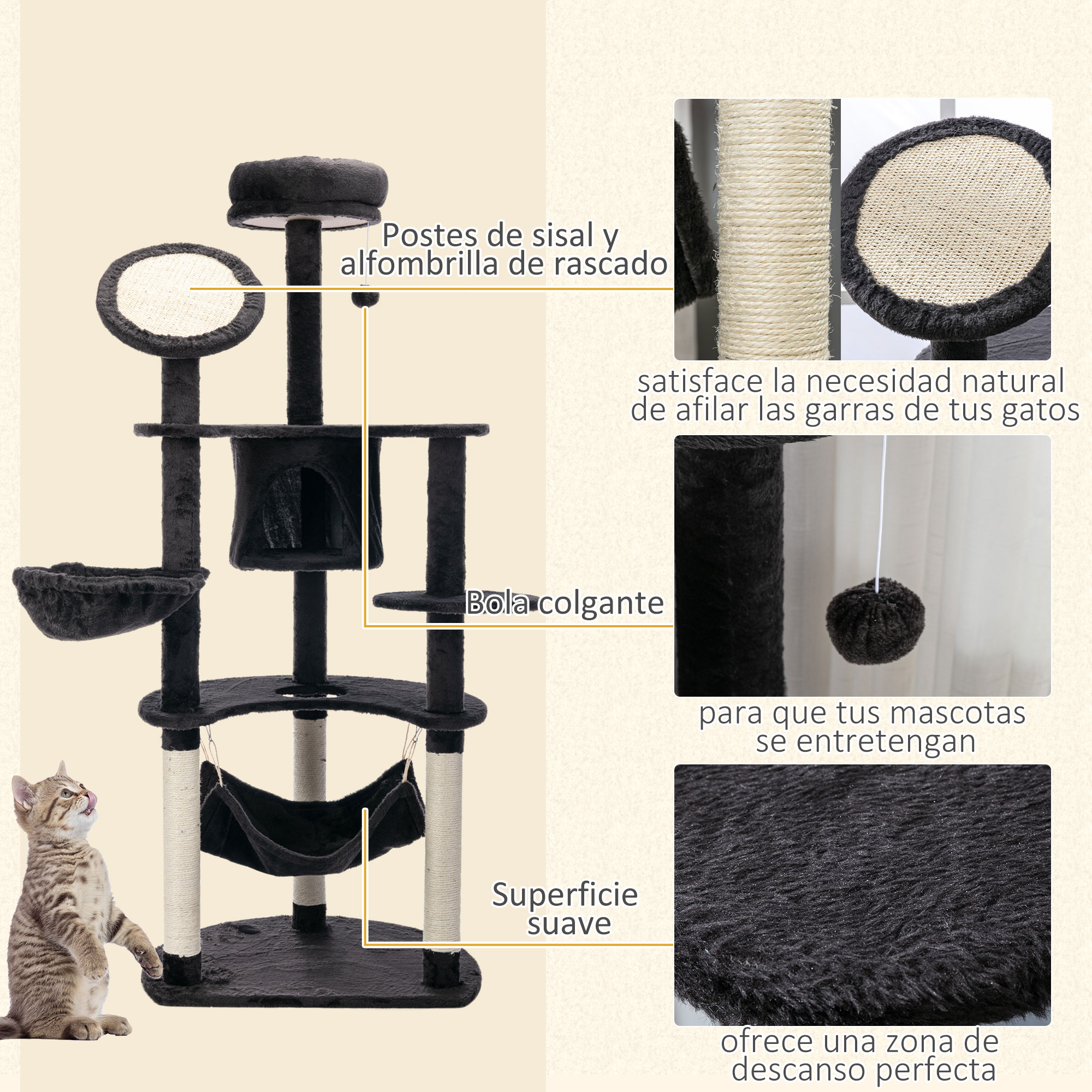 Árvore arranhadora grande para gatos PawHut