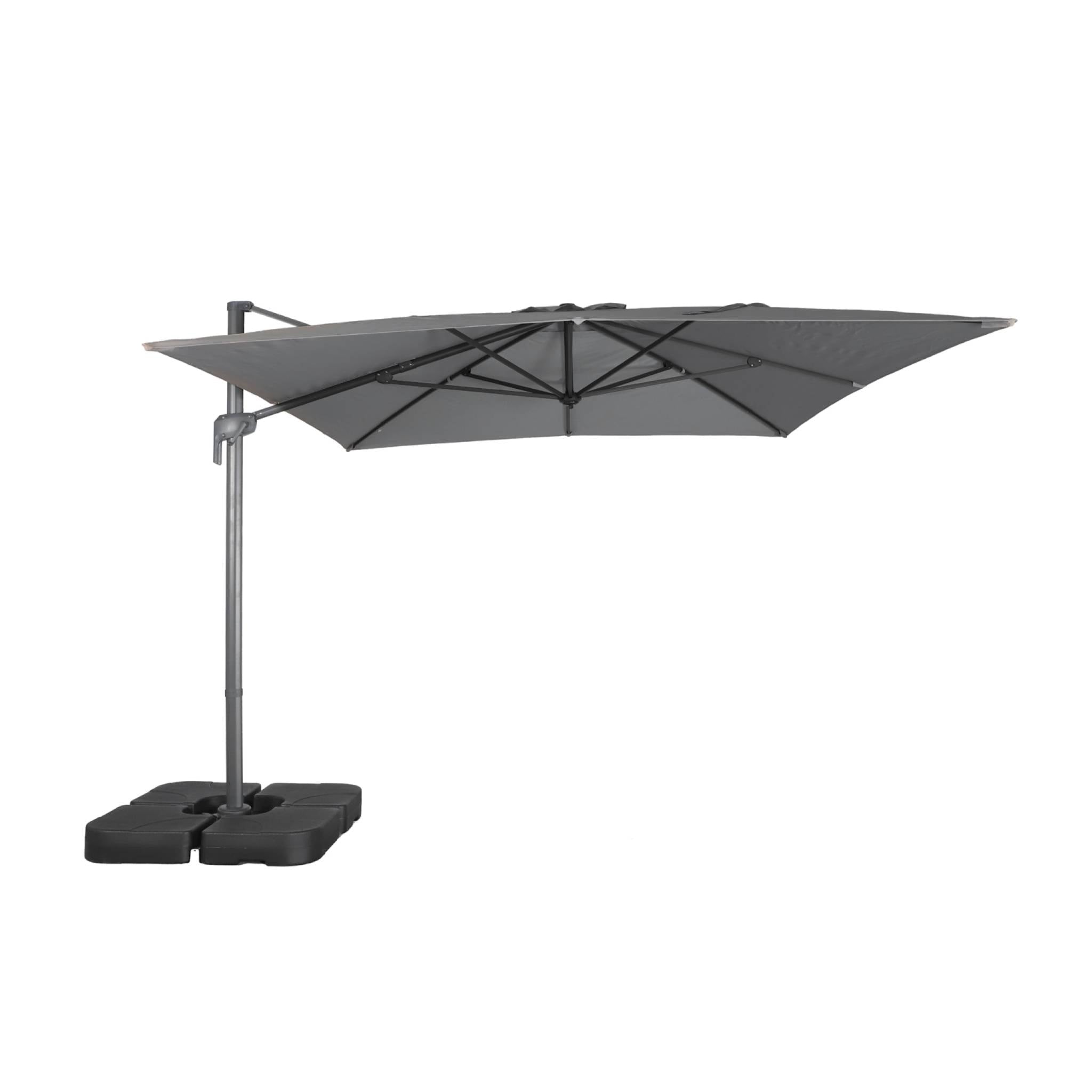 sweeek - Parasol 4x3m vrijhangend + ballasttegels 50x50cm