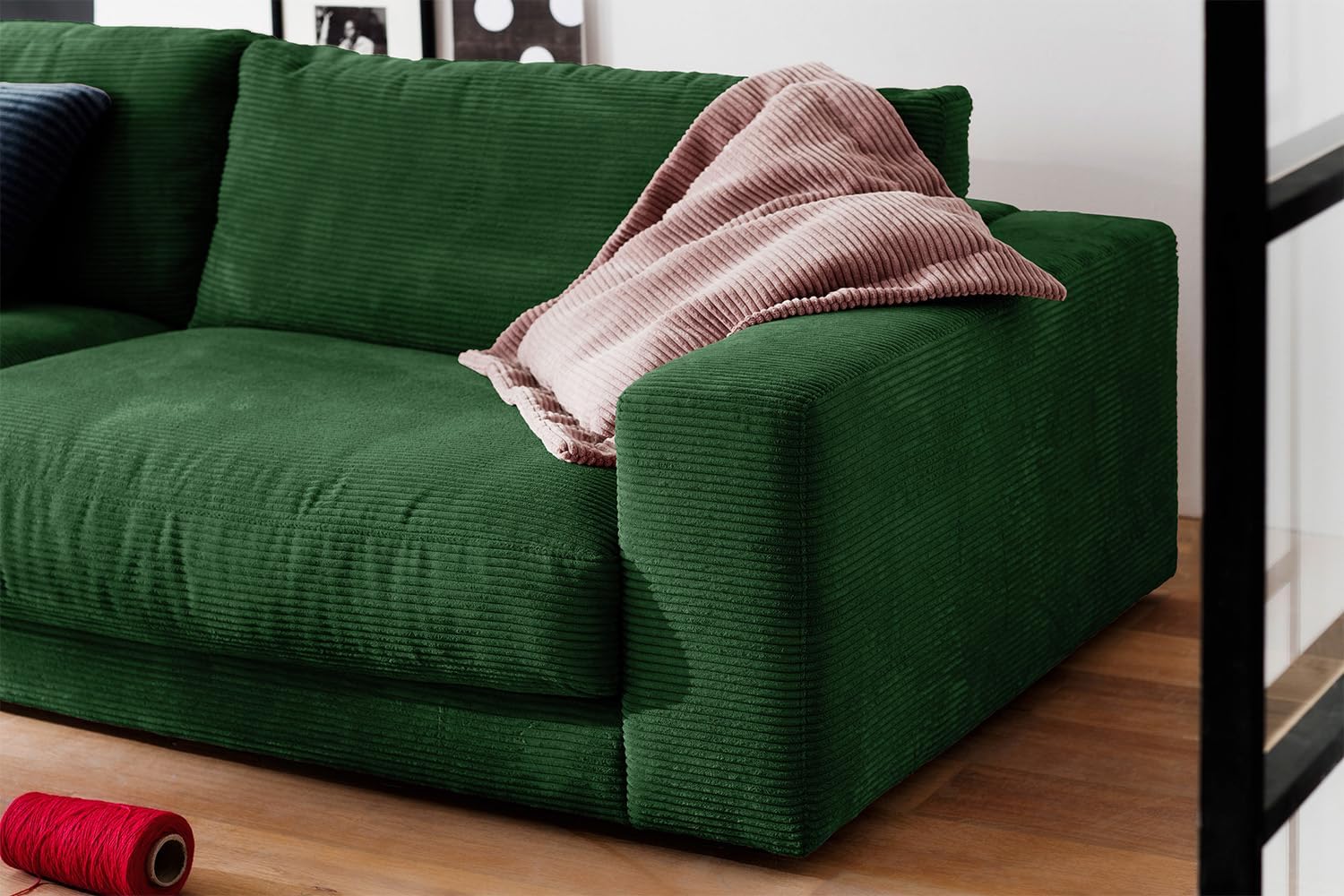 KAWOLA Big Sofa Megasofa 3-Sitzer Madeline - Sofa Wohnzimmer Couch Smaragd Cord, 3-Sitzer Komfortable und Moderne Couch