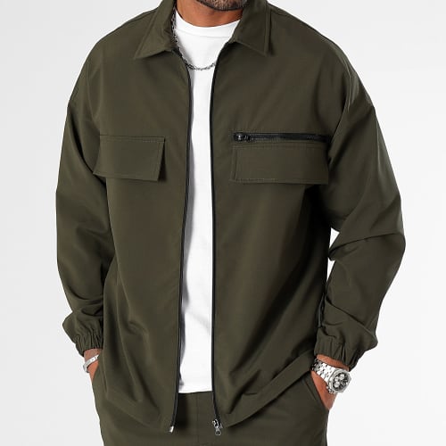 Ensemble Veste Zippée Et Pantalon Cargo 0283 0287 Vert Kaki