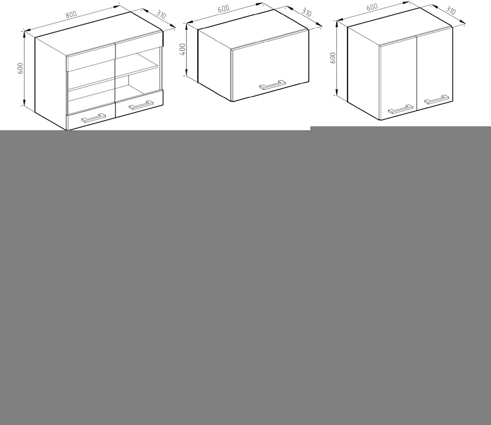 Vicco Küchenzeile R-Line, Anthrazit Hochglanz/Weiß, 200 cm, AP Anthrazit