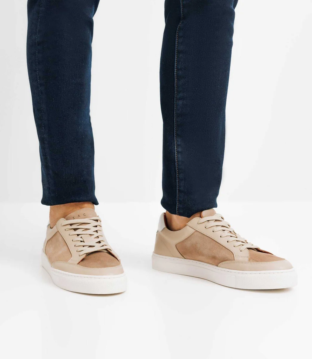 Sneakers en cuir beige