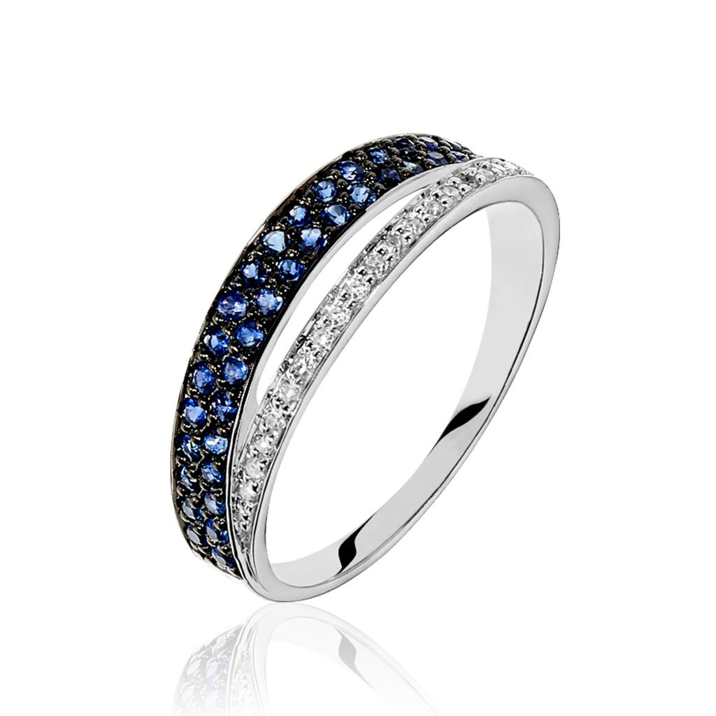 Bague Agapanthe Or Blanc Saphir Et Diamant