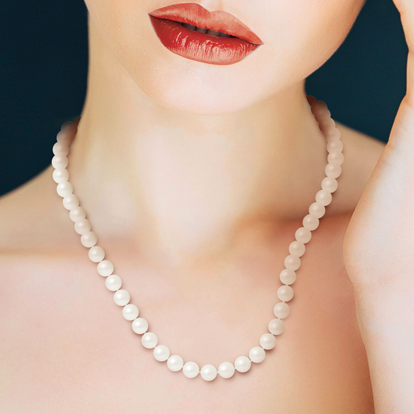 Mitzuko Collier Or Jaune Rang Perles d'Eau Douce blanc naturel