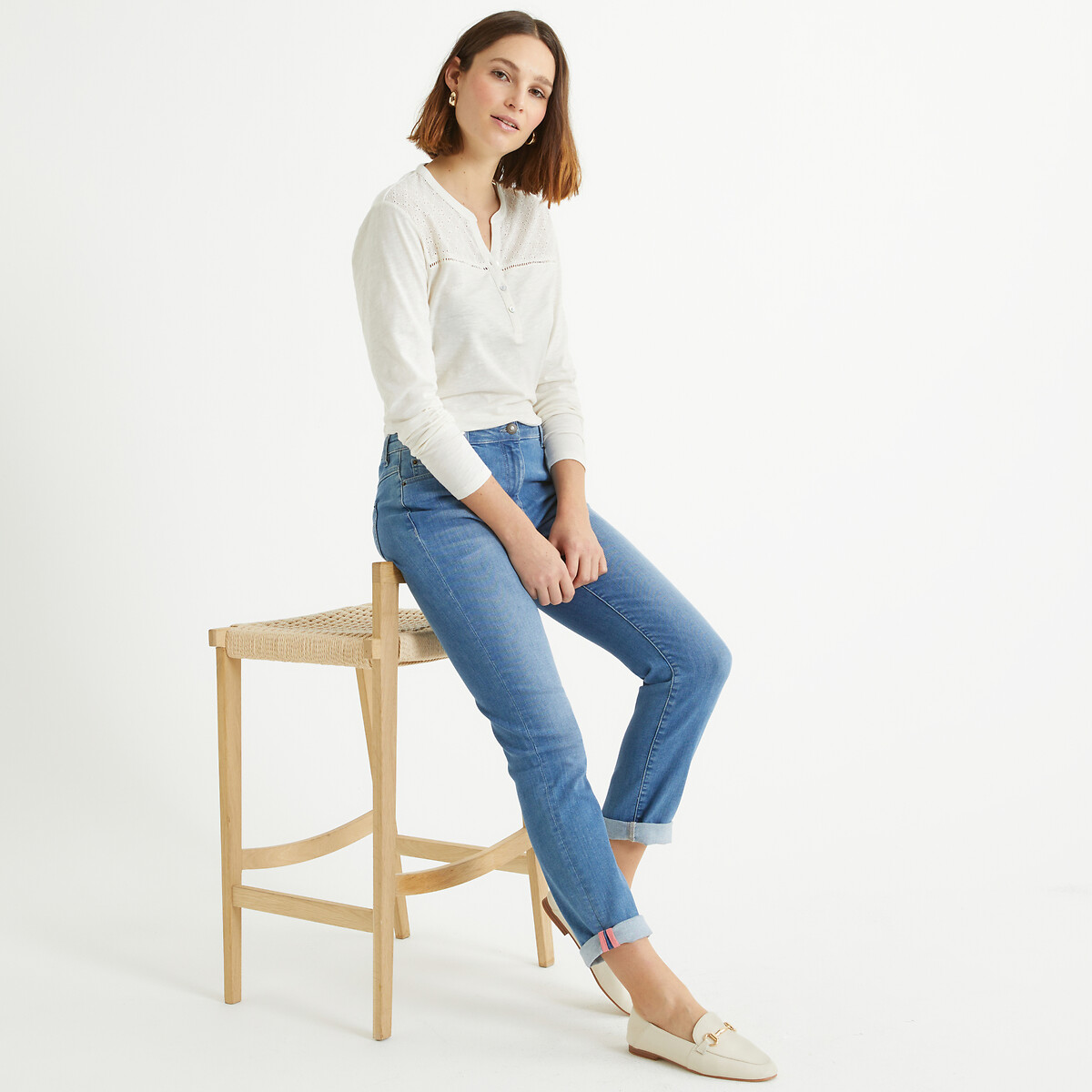 ANNE WEYBURN<br>Calça jeans normal, jeans com elastano