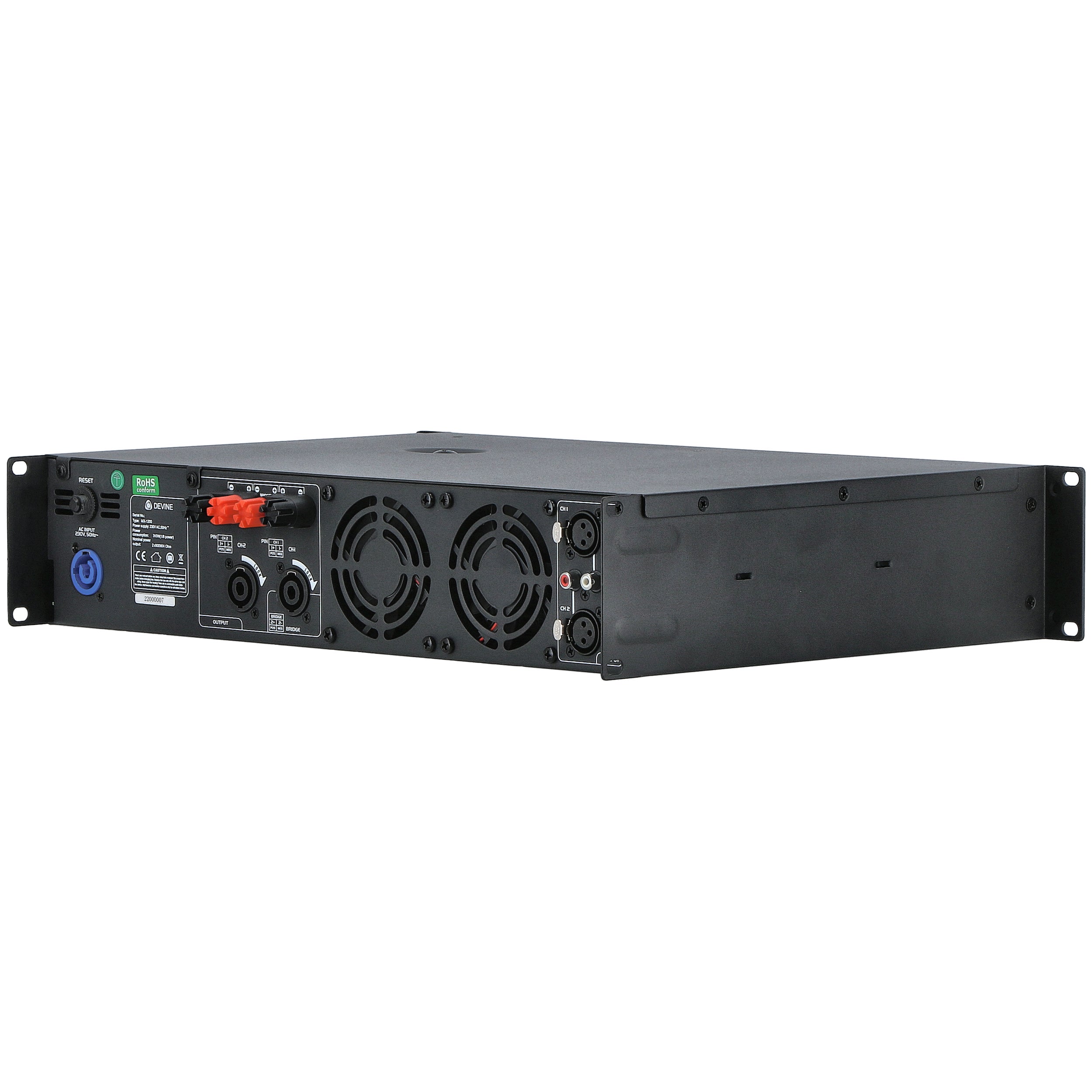 Devine MX-1200 2-kanaals PA-eindversterker 2x 600W @ 8 Ohm