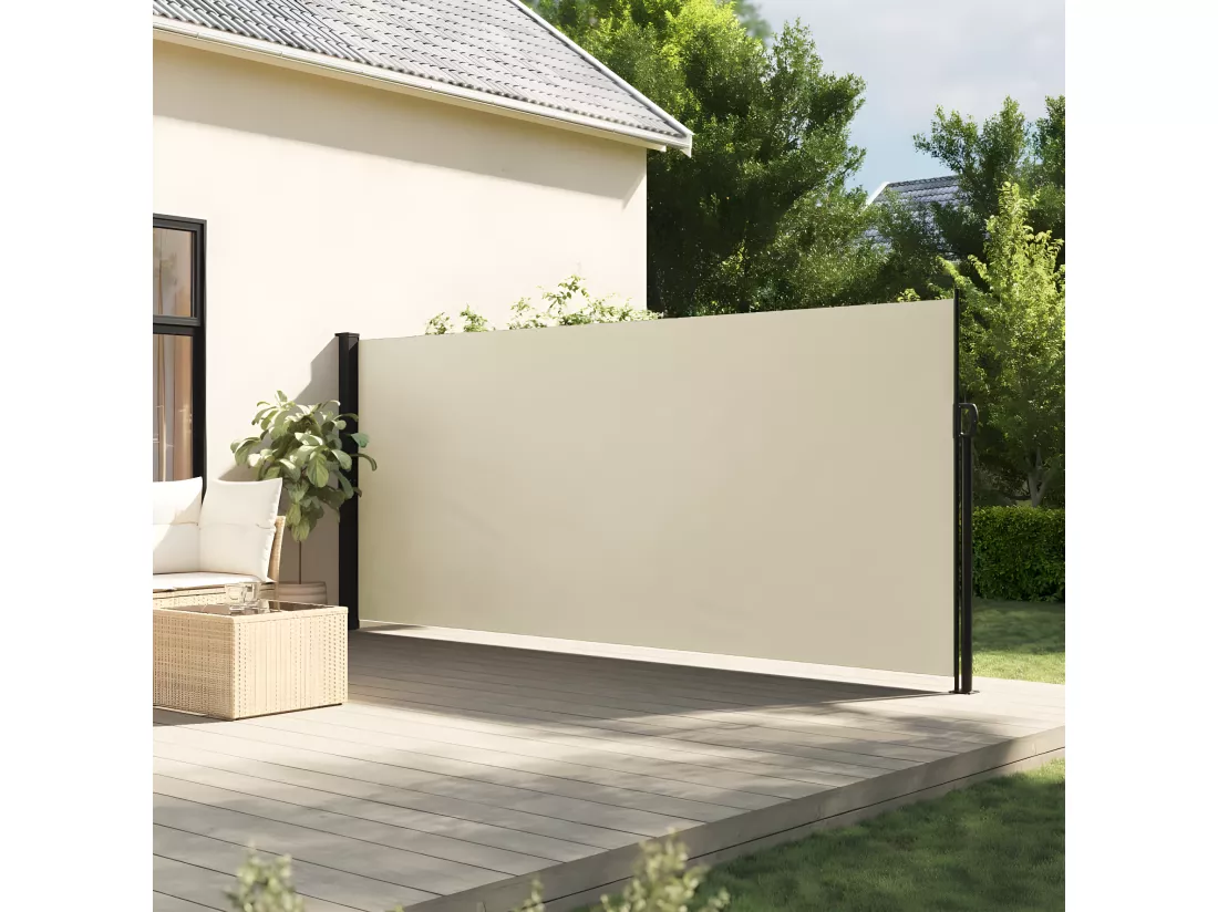 Auvent latéral rétractable crème 160x500 cm