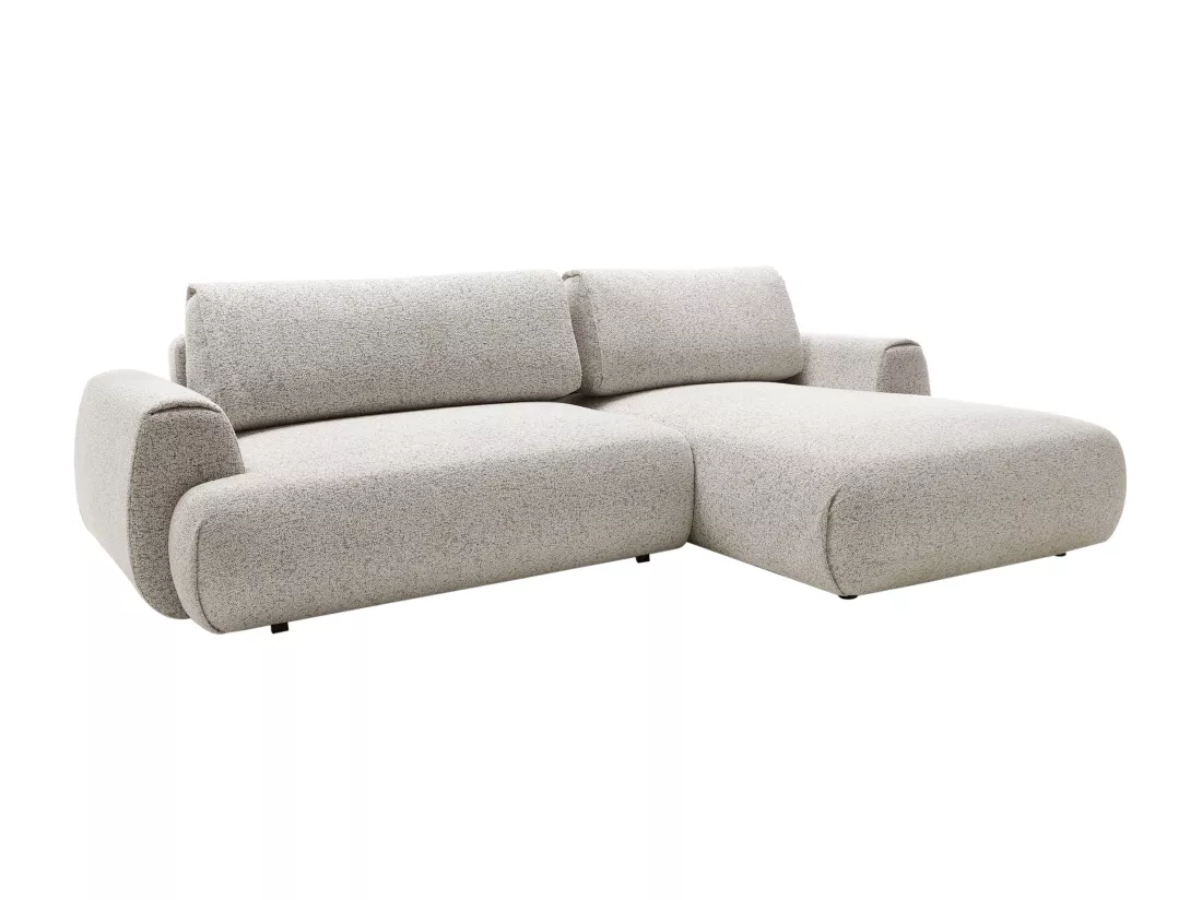 Canapé d'angle droit convertible en tissu texturé gris clair MONELIA